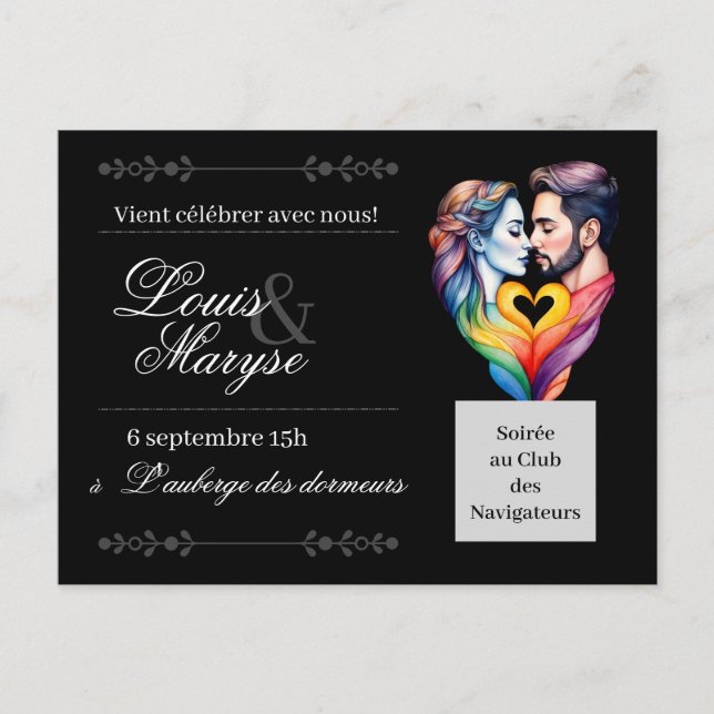 Invitation de mariages | Faire-part Inbjudan Vykort (Framsida)