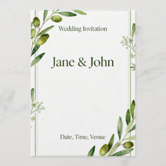 Invitation Elegant Olive Branch Green Wedding Invi Inbjudningar