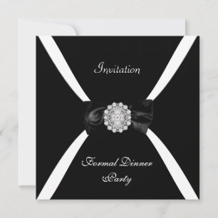 Invitation Elegant Svart Vit Flitig slips Inbjudningar