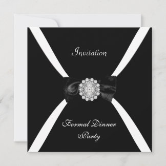 Invitation Elegant Svart Vit Flitig slips Inbjudningar