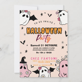 Invitation Fête d'Halloween Girly Fille Inbjudningar