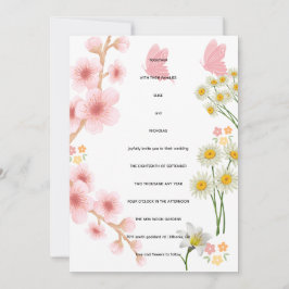 Invitation florale rose et marguerites | Mariage Inbjudningar