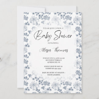 Invitation for baby shower Toile Desing-Customizab Inbjudningar