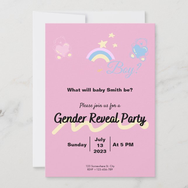 Invitation Gender Reveal Boy or Girl? Inbjudningar (Framsida)