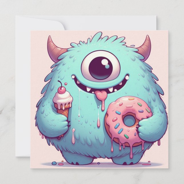 Invitation “Le p’tit monstre gourmand“ Inbjudningar (Framsida)