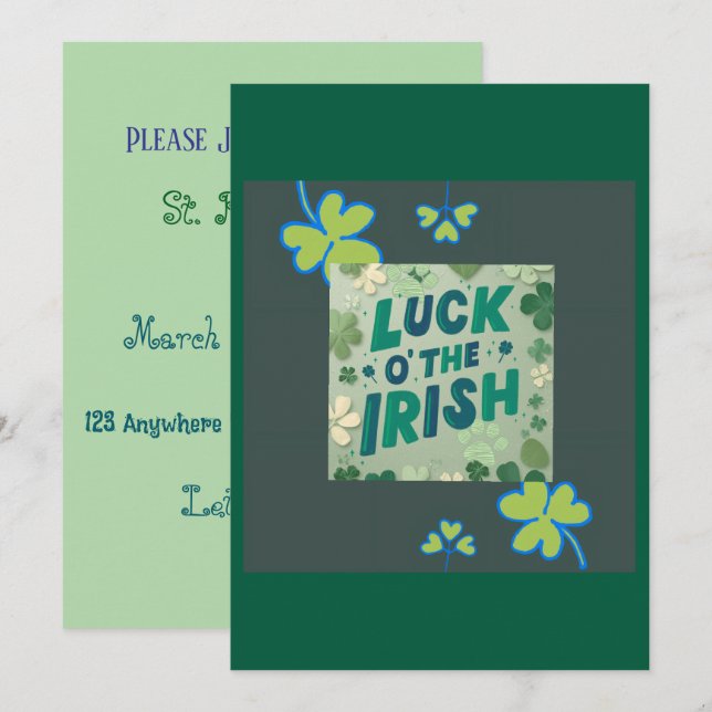 Invitation Luck O' The Irish  Inbjudningar (Fram/baksida)