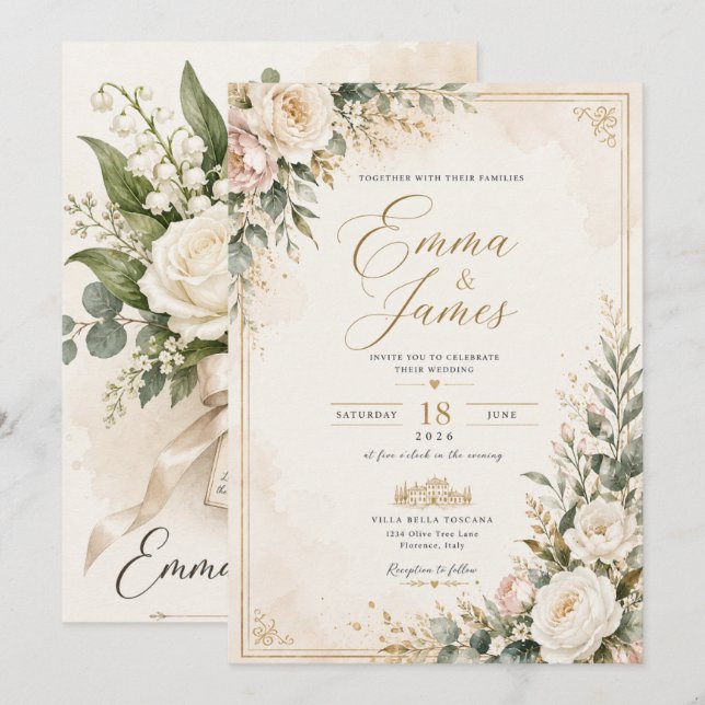 invitation mariage tack kort (Fram/baksida)