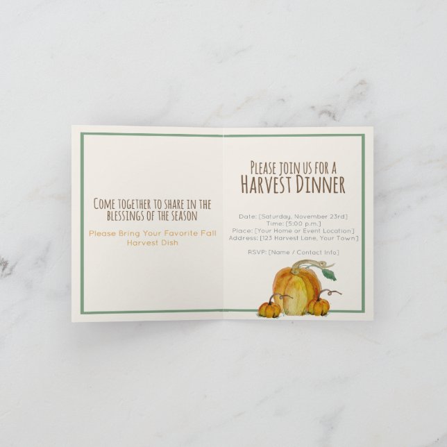 Invitation: Pumpkin Harvest Blessing  Inbjudan (Inuti)