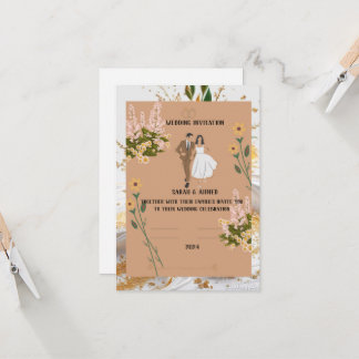 Invitation simple, Taille : 12,7 cm x 17,8 cm, Pap Inbjudningar