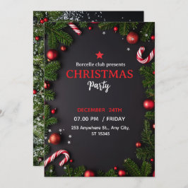 Invitation to a rustic Christmas party with a beau Inbjudningar