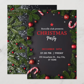 Invitation to a rustic Christmas party with a beau Inbjudningar