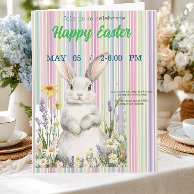 invitation to Easter with cute Rabbit Tack Kort (Skapare uppladdad)