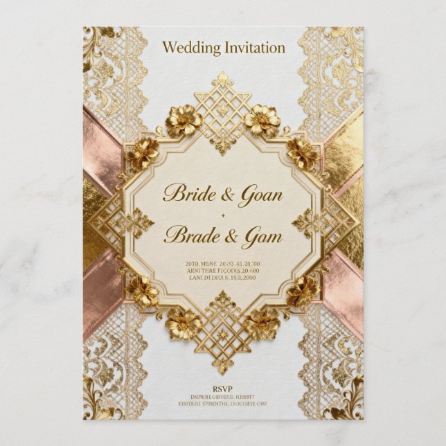InvitationGolden Elegance – Luxury Wedding Invitat Inbjudningar (Framsida)