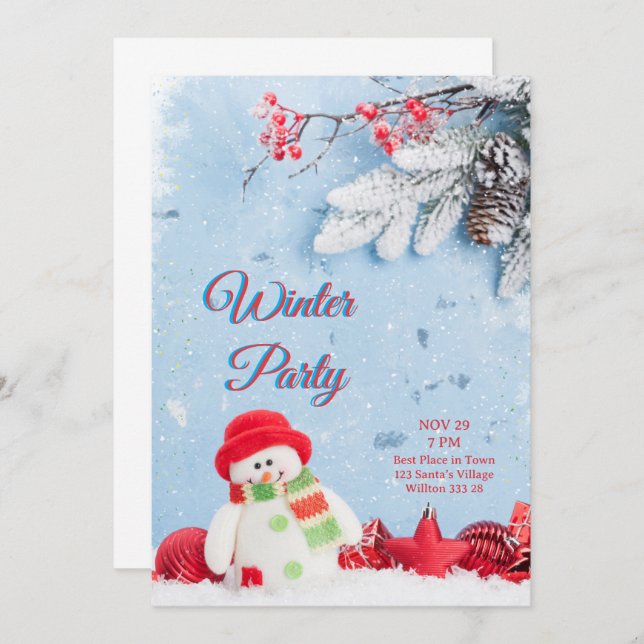InvitationMinimalist Winterful Party Invitation Inbjudningar (Fram/baksida)