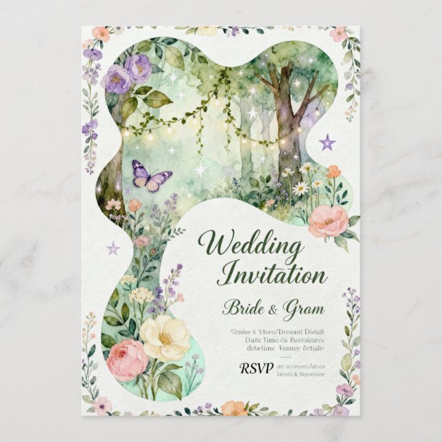 InvitationNature’s Romance – Botanical Wedding Inv Inbjudningar (Framsida)