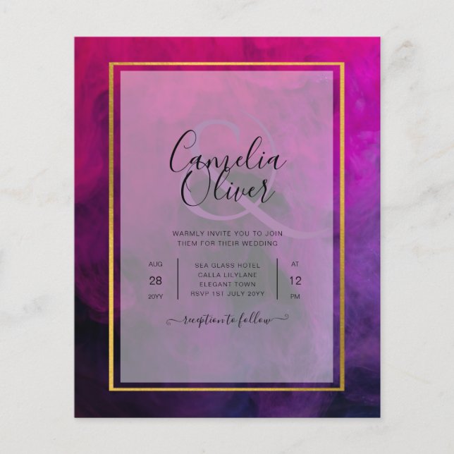 INVITE FÖR INVITE FÖR Magenta Plum Lila BLÄCK Wedd (Framsida)
