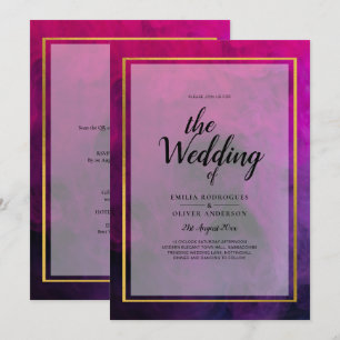 INVITE FÖR INVITE FÖR Magenta Plum Lila BLÄCK Wedd Inbjudningar