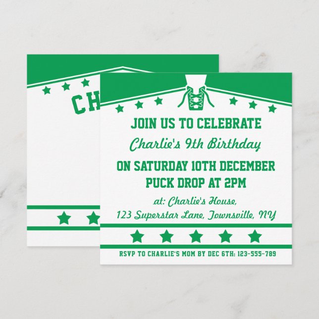 Inviterar det Themed Jersey för ishockey partyet Inbjudningar (Fram/baksida)