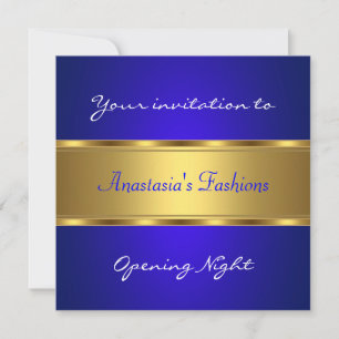 Inviterar till invigning Cobalt Blue Gold Inbjudningar