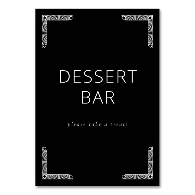 Inviting Black and White Dessert Bar Sign Bordsnummer (Framsidan)