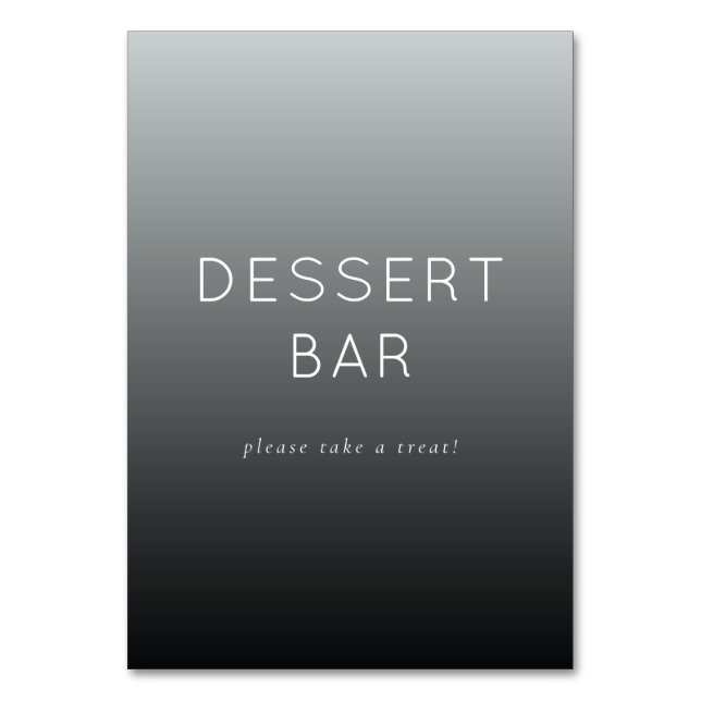 Inviting Gray Minimalist Dessert Bar Sign Bordsnummer (Framsidan)