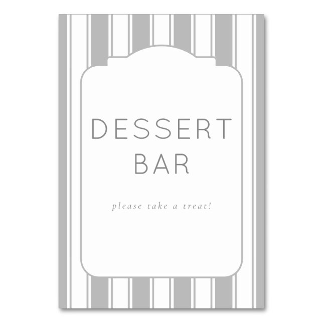 Inviting Gray Minimalist Dessert Bar Sign Bordsnummer (Framsidan)