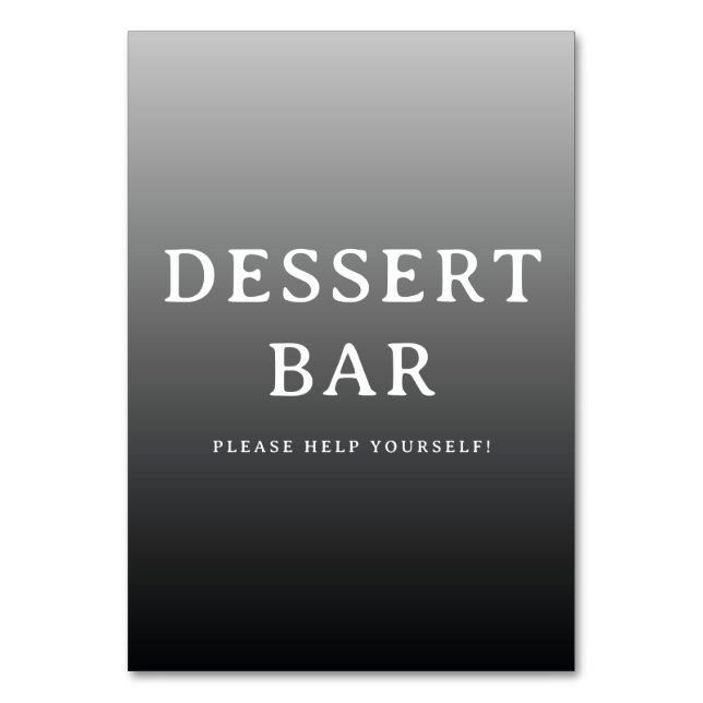 Inviting Grayscale Minimalist Dessert Bar Sign Bordsnummer (Framsidan)