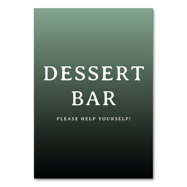 Inviting Green Gradient Dessert Bar Sign Bordsnummer (Framsidan)