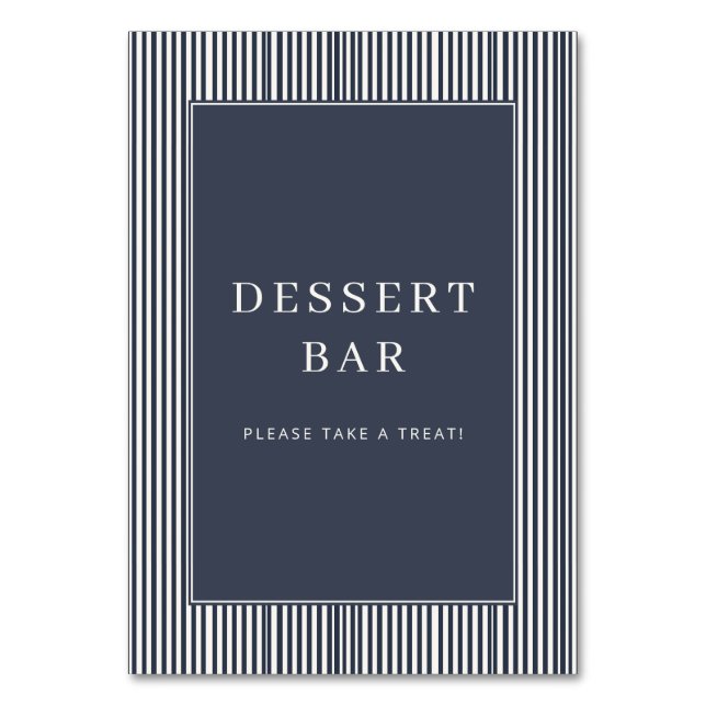 Inviting Navy Blue Minimalist Dessert Bar Sign Bordsnummer (Framsidan)