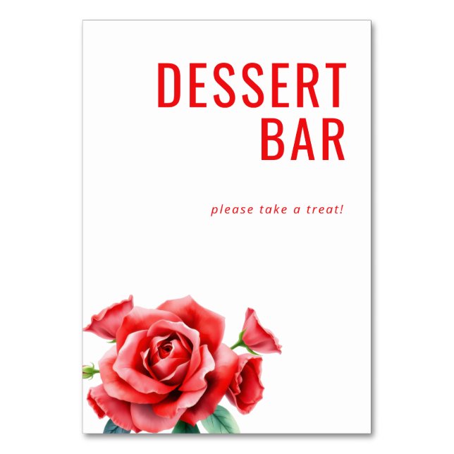 Inviting Red Floral Dessert Bar Sign Bordsnummer (Framsidan)