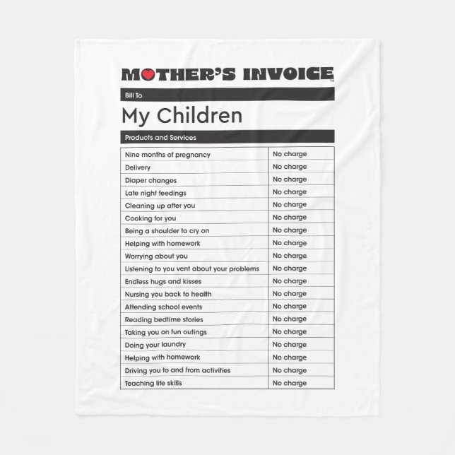 Invoice Blanket mors dag - Heartfilt Gift Fleecefilt (Framsidan)