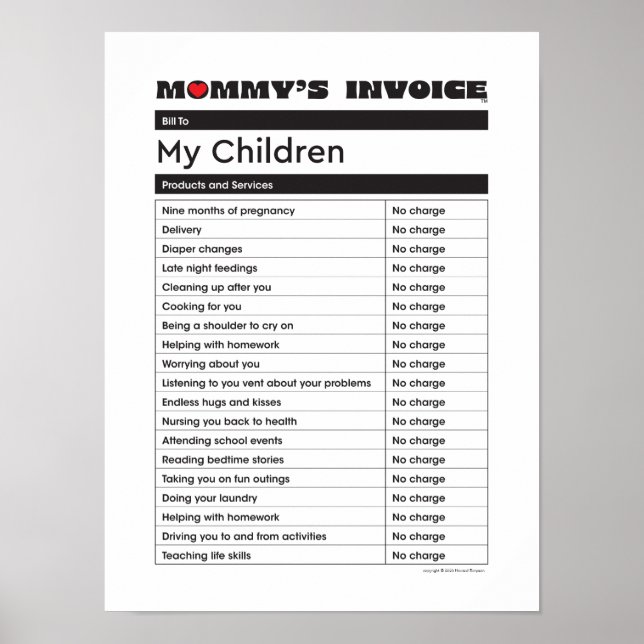 Invoice mors dag Kärlek - Gift för Mamma Poster (Framsidan)
