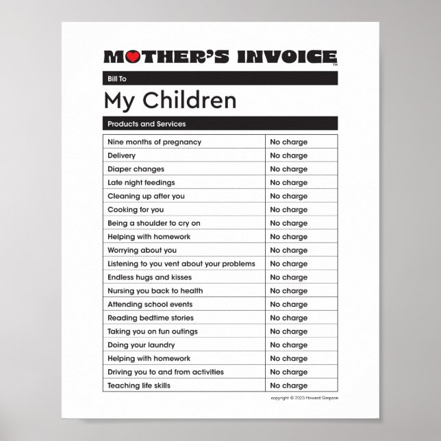 Invoice mors dag Kärlek - Gift for Mamma Poster (Framsidan)