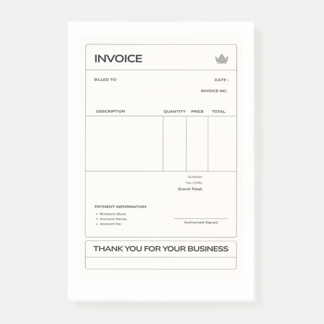 invoice post-it block (Framsida)