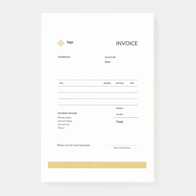 invoice  post-it block (Framsida)