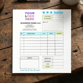 Invoice Sales Receipt Form | Custom Business Logo Anteckningsblock