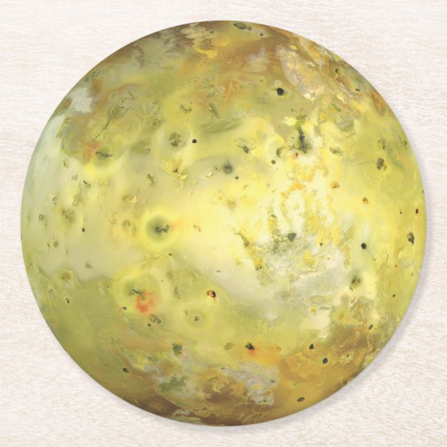 Io Volcanic Måne of Jupiter Underlägg Papper Rund (Framsidan)