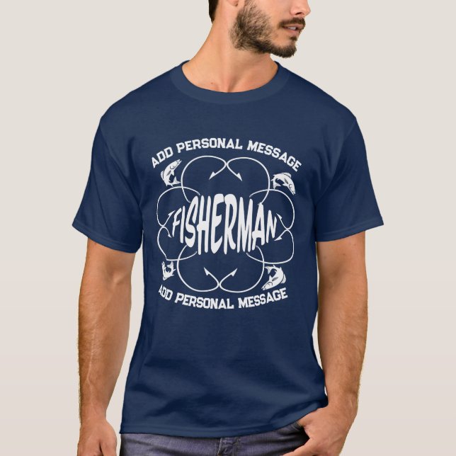 Iögonfallande anpassningsbart fiskelogo t shirt (Framsida)