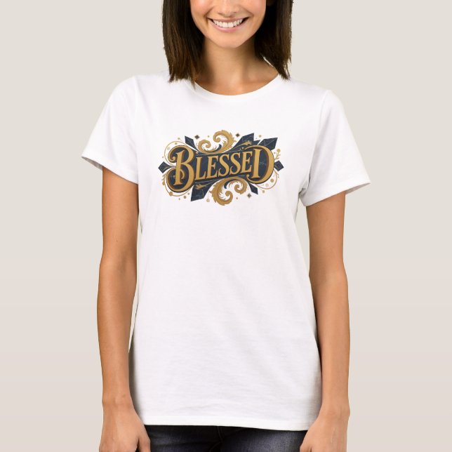 Iögonfallande BLESSAD 2D-grafik T Shirt (Framsida)