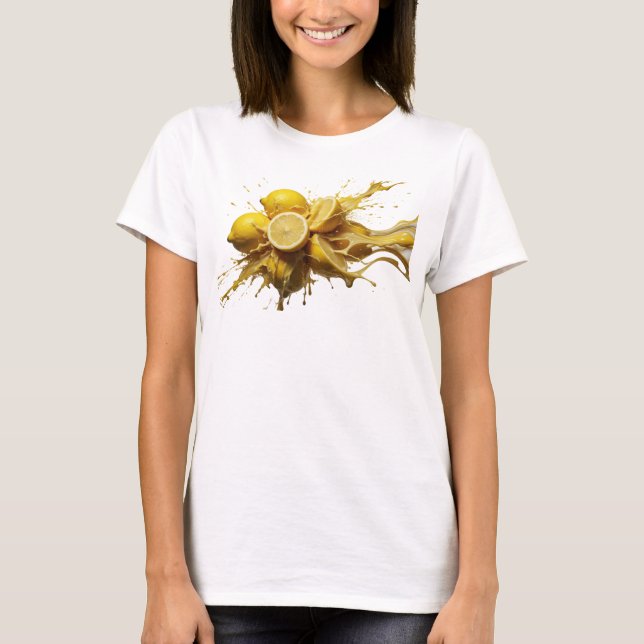 Iögonfallande gul abstrakt citron trendig t-shirt (Framsida)