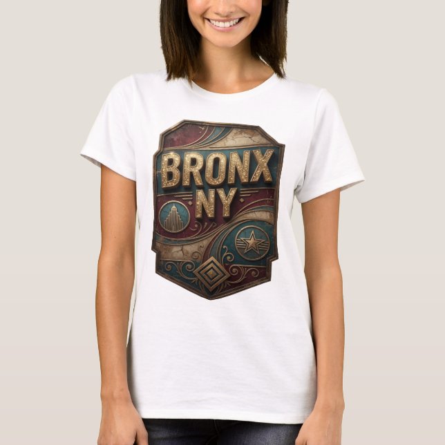 Iögonfallande gul BRONX NY slogan t-shirt (Framsida)