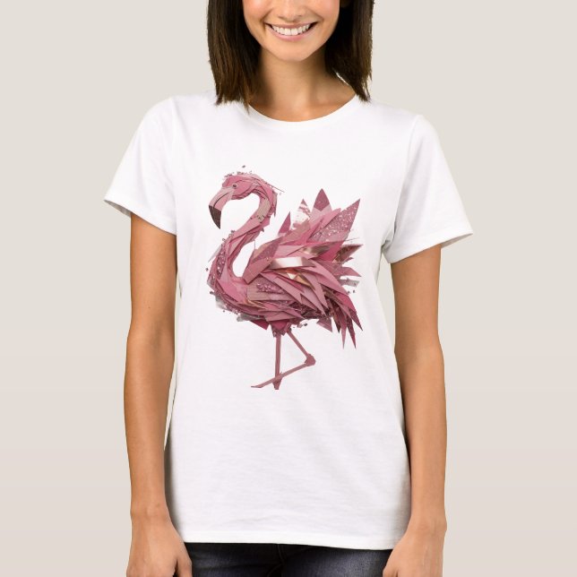 Iögonfallande gul FLAMINGO slogandesign T Shirt (Framsida)