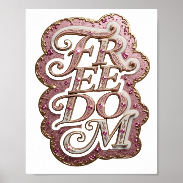 Iögonfallande gul frihet grafisk design poster (Framsidan)