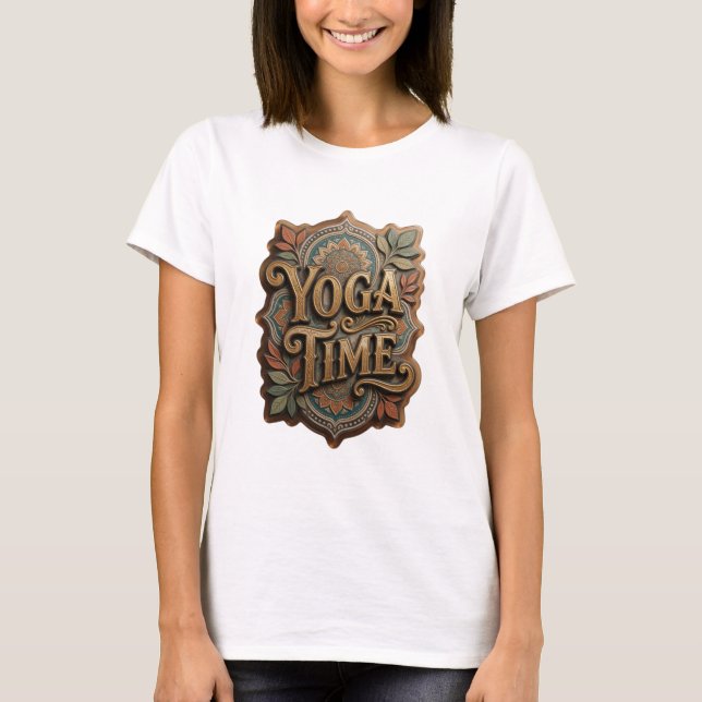 Iögonfallande gul YOGA TIME T-shirt (Framsida)
