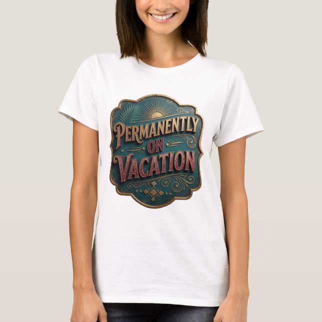 Iögonfallande guld PERMANENT PÅ SEMESTER T Shirt (Framsida)
