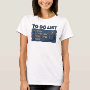 Iögonfallande marin KAFFE LEK MED KATT T Shirt