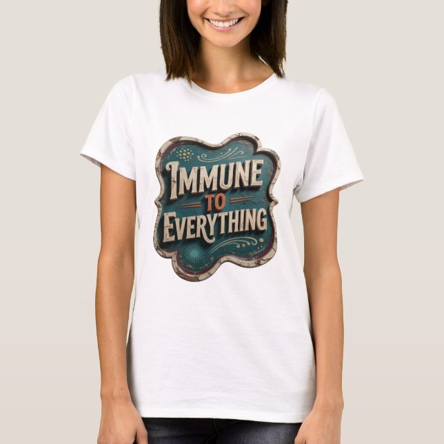 Iögonfallande Orange IMMUN MOT ALLT T Shirt (Framsida)