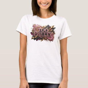 Iögonfallande röd TOO PRETTY Grafisk T-shirt