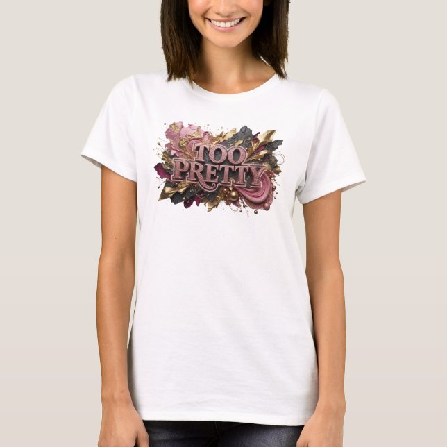 Iögonfallande röd TOO PRETTY Grafisk T-shirt (Framsida)