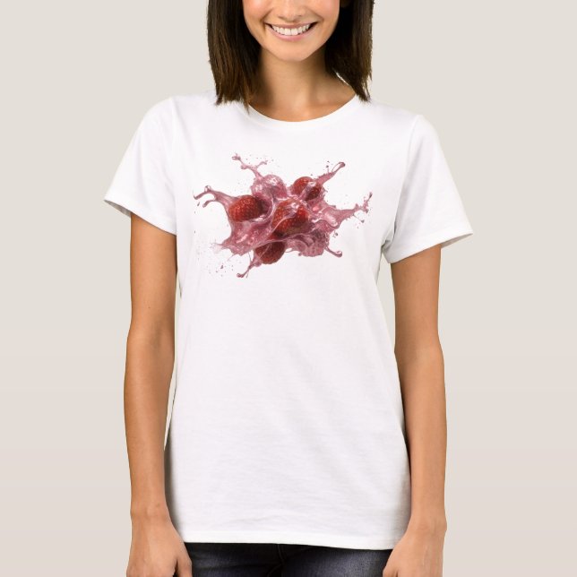 Iögonfallande rosa abstrakta jordgubbar t shirt (Framsida)
